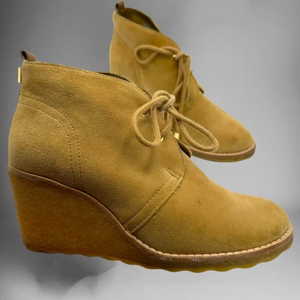 Tory Burch Brown suede Wedge Booties.